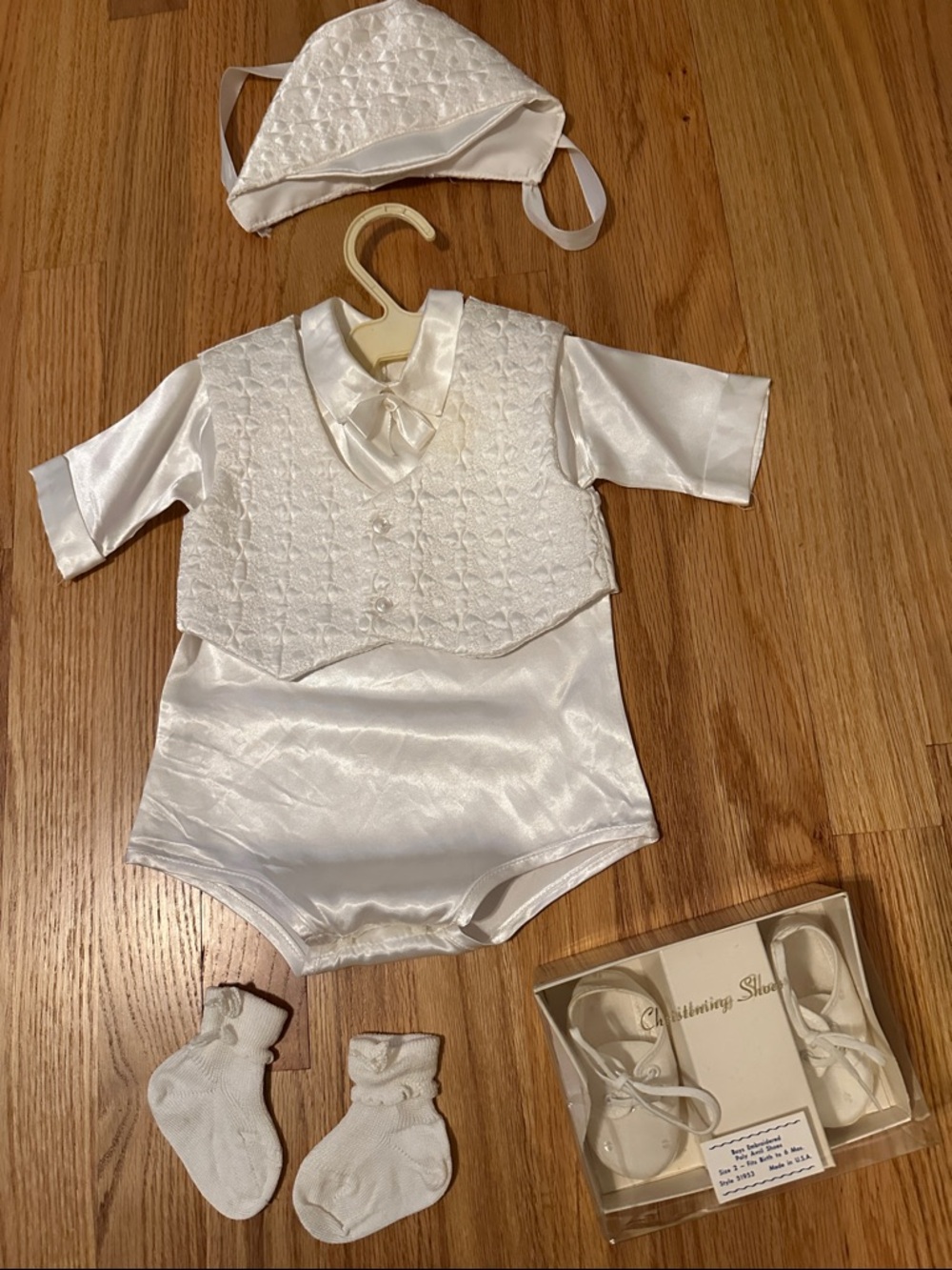 Vintage Phyllis Baby Wear Christening Baptism boy outfit size Newborn 0-6